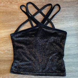 Black sparkly straps dance tank top
